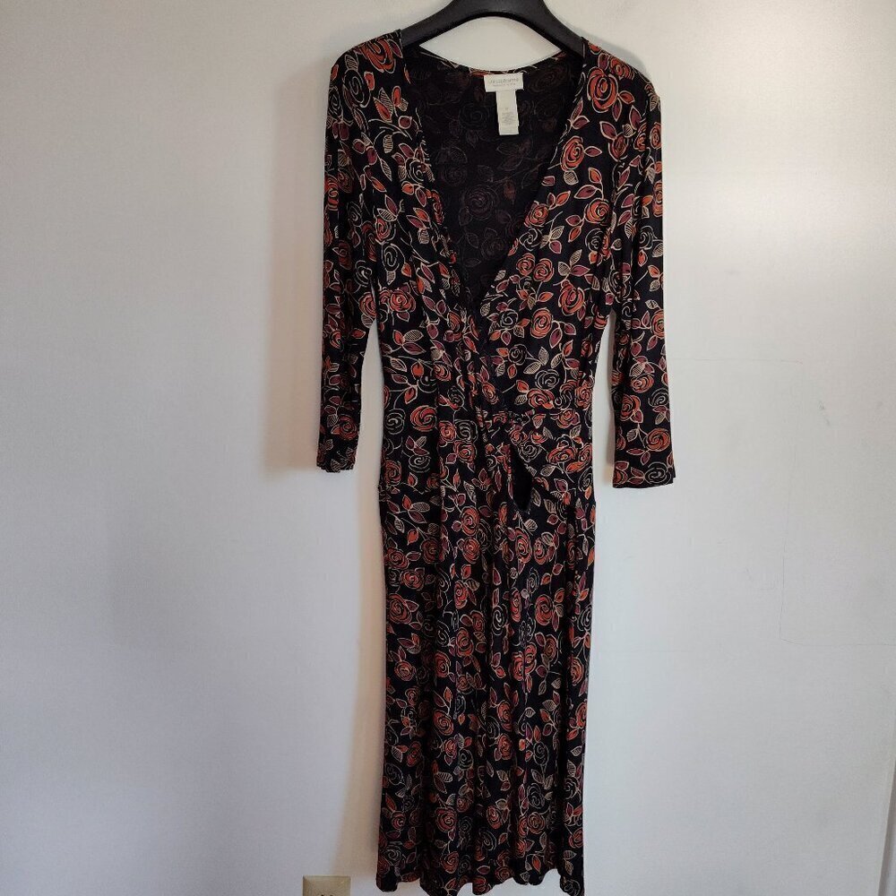 Ladies SZ 4P Liz Claiborne Black Surplice Neckline Dress